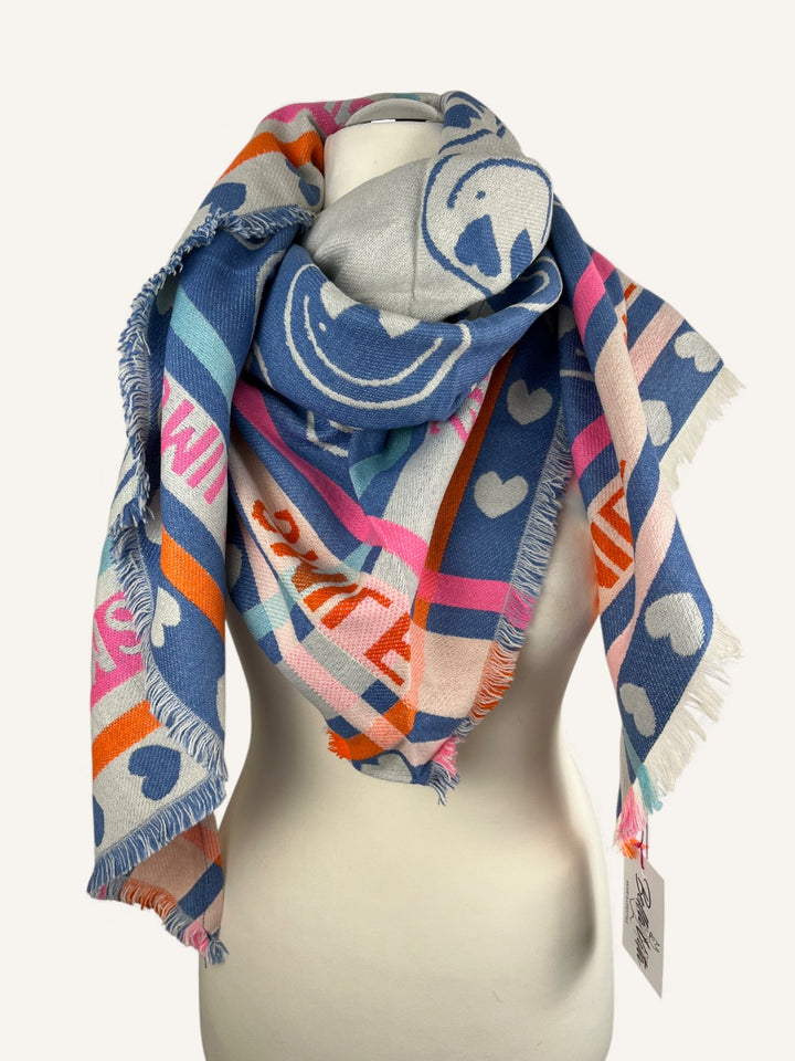 Dreieckstuch Smiley, blau von Bella Vita - Mode & Lifestyle