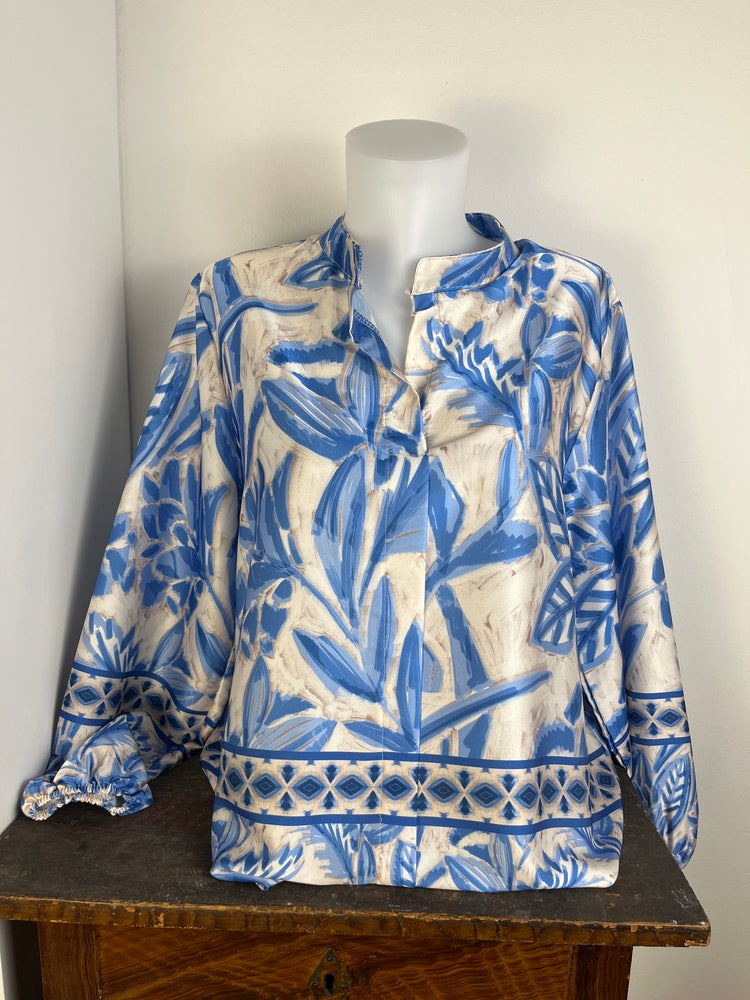 Druckbluse mit Stehkragen