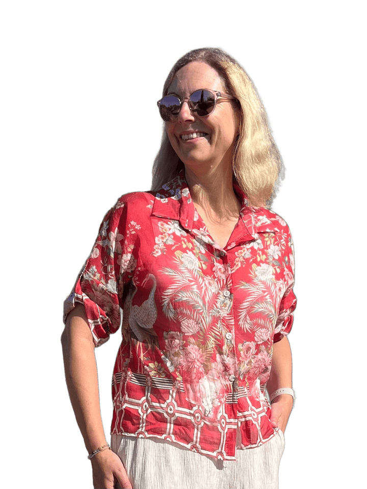 Druckbluse in Tencelmischung, rot
