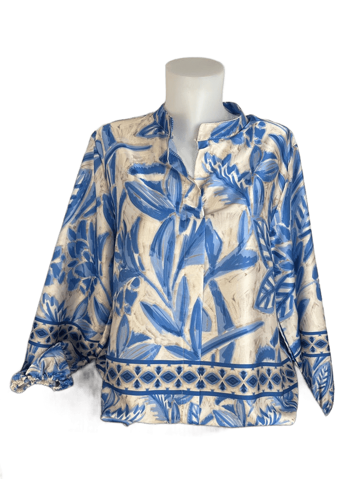 Druckbluse mit Stehkragen