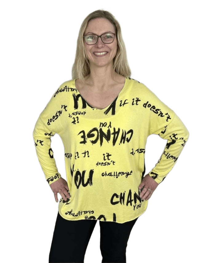 Druckpullover mit V-Ausschnitt