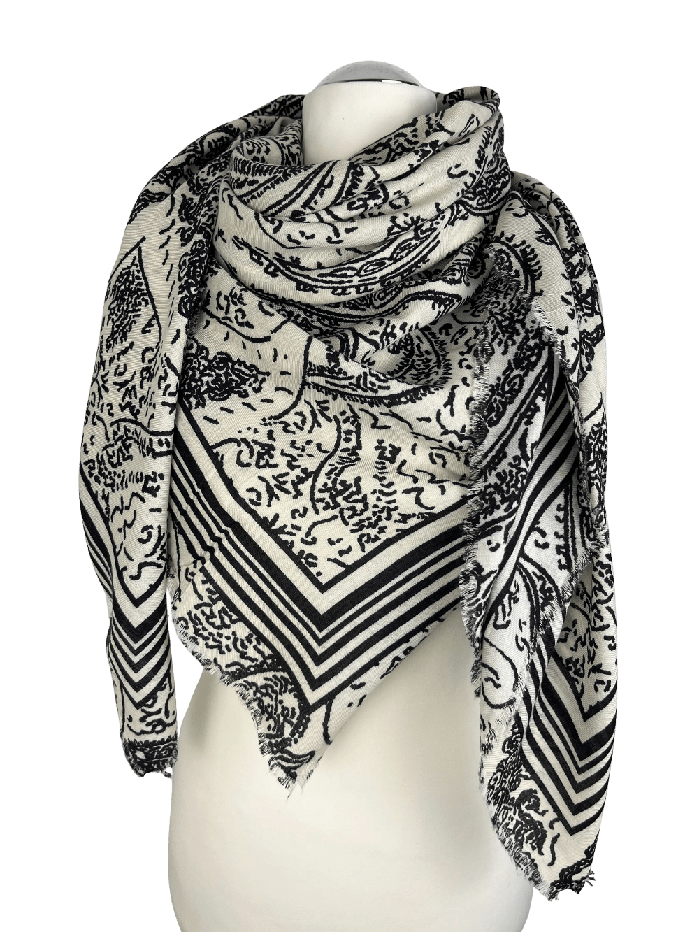 Viereckschal Mustermix, schwarz-ecru von Bella Vita - Mode & Lifestyle