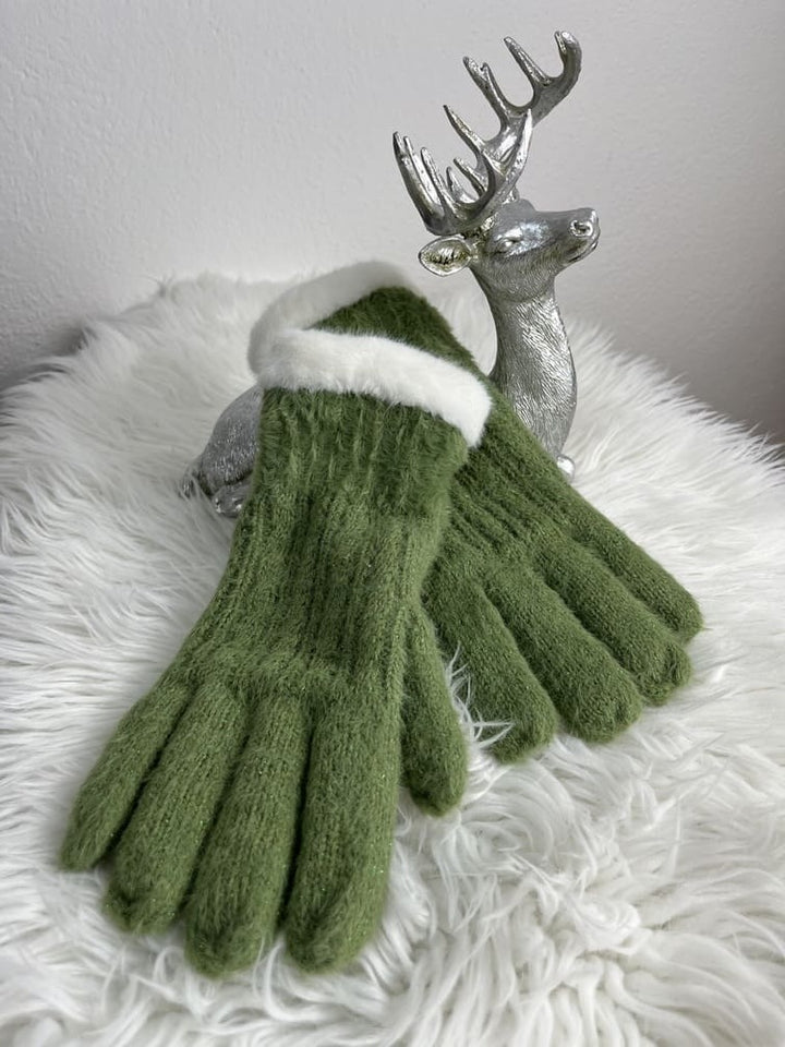 Handschuhe mit Plüschbesatz, versch. Farben