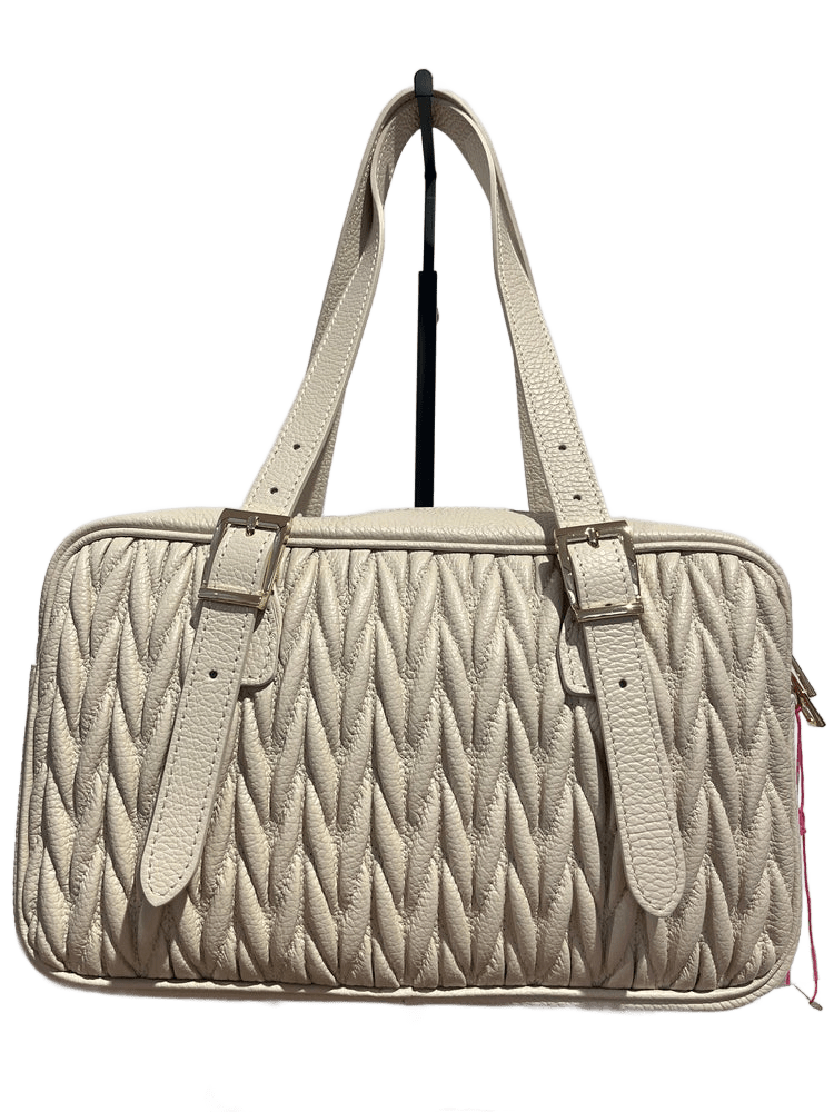 Handtasche aus Echtleder mit gesteppter Struktur