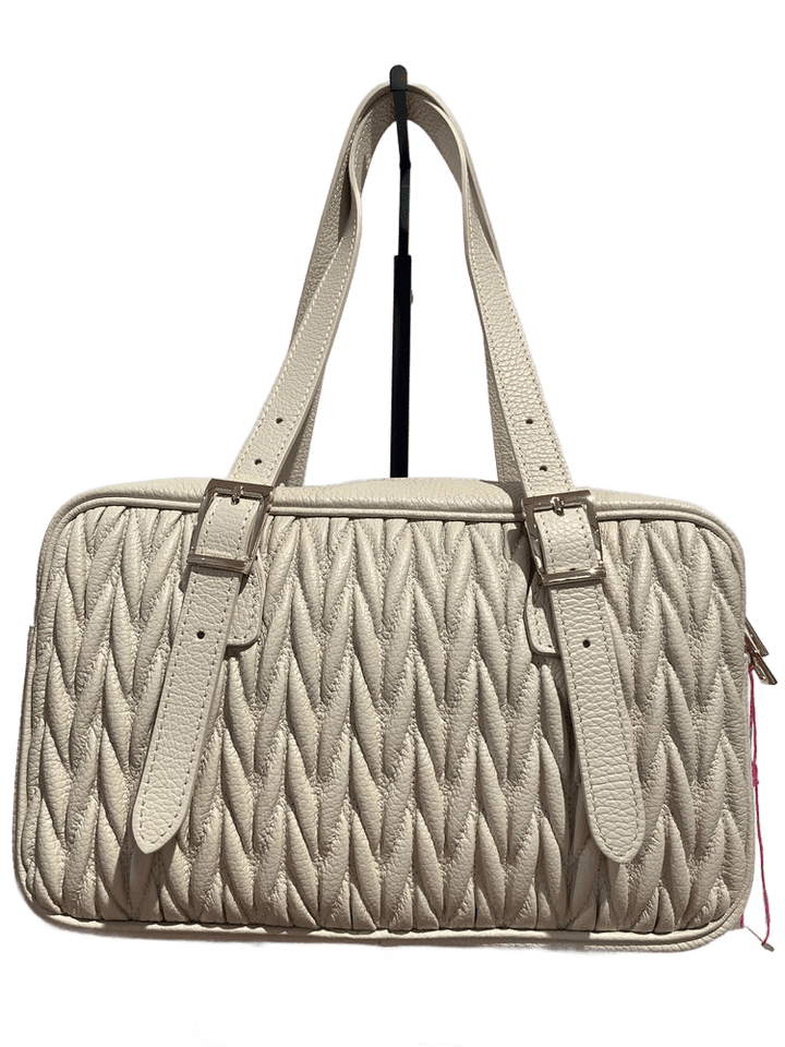 Handtasche aus Echtleder mit gesteppter Struktur