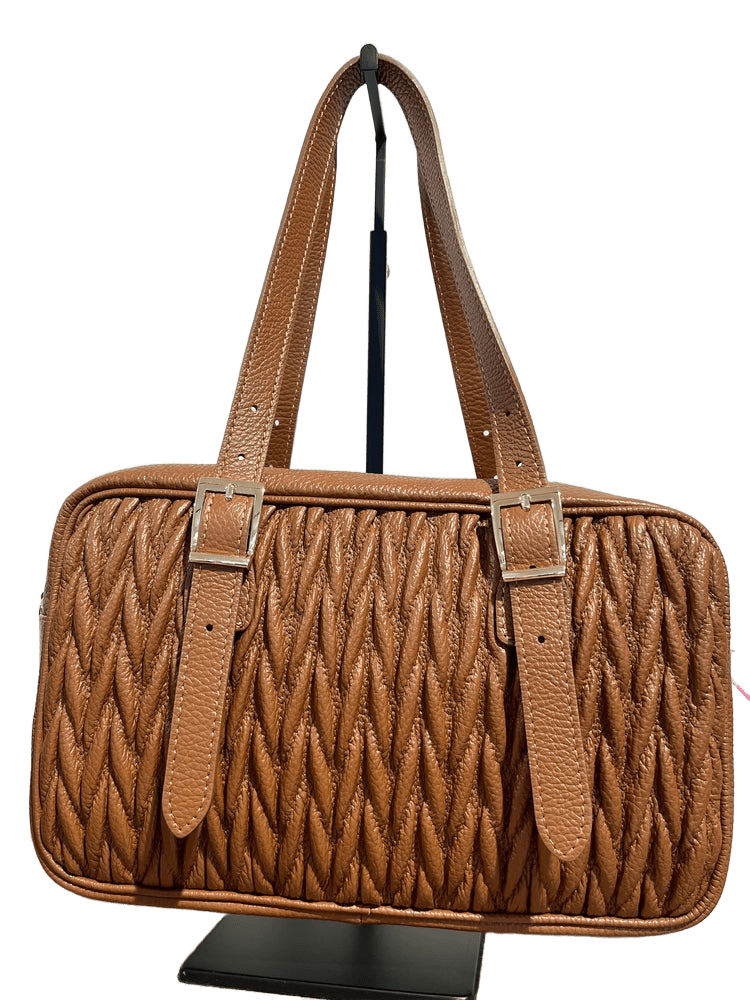 Handtasche aus Echtleder mit gesteppter Struktur