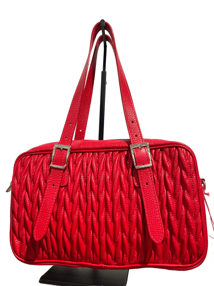 Handtasche aus Echtleder mit gesteppter Struktur
