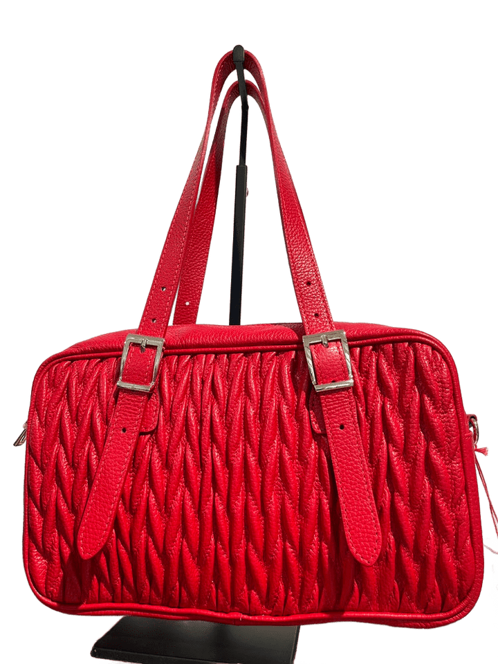 Handtasche aus Echtleder mit gesteppter Struktur