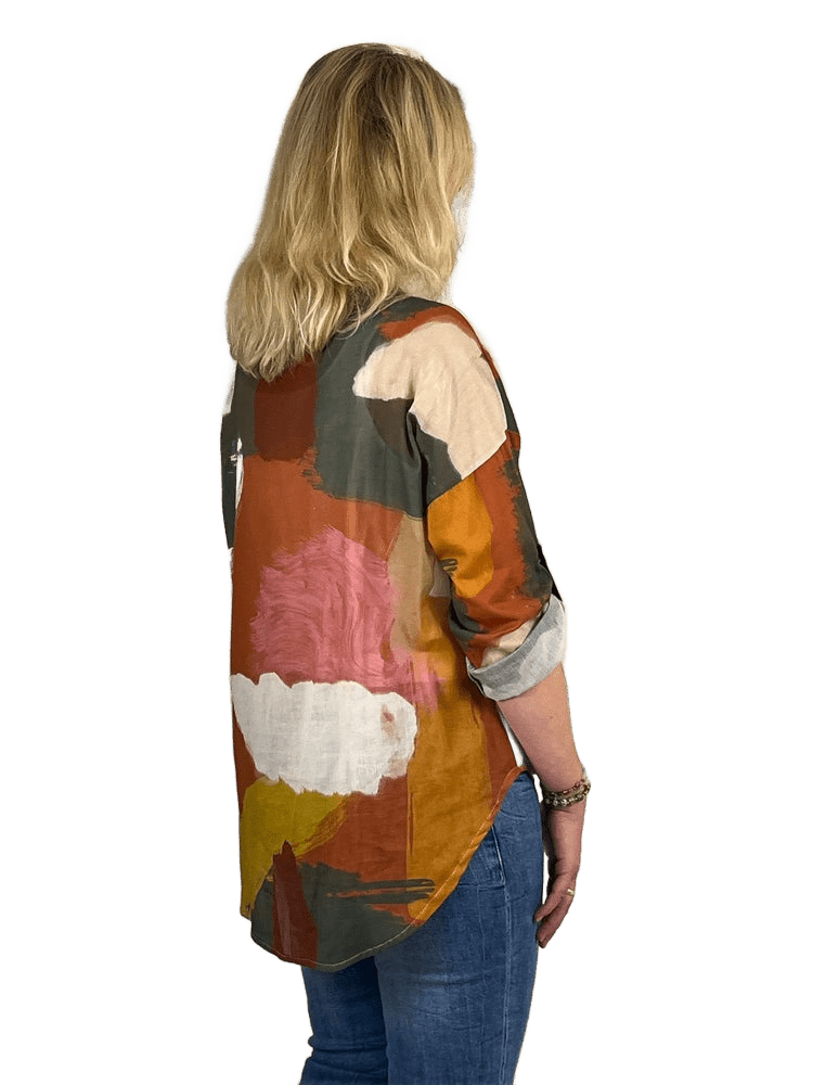 Hemdbluse mit grafischem Druck, rostrot