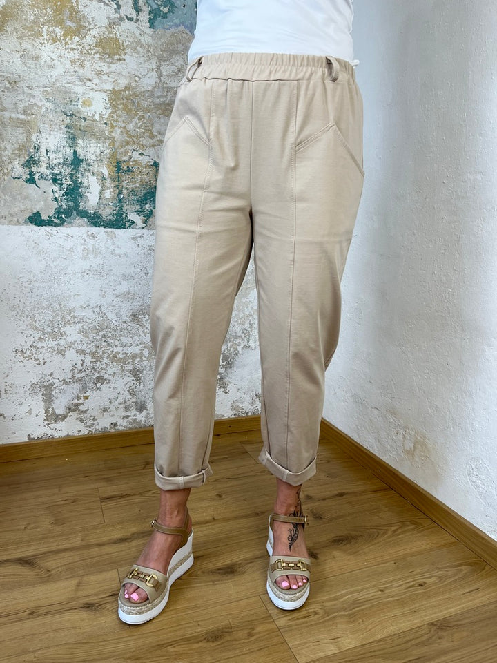 Jerseyhose mit Dehnbund und Einschubtaschen