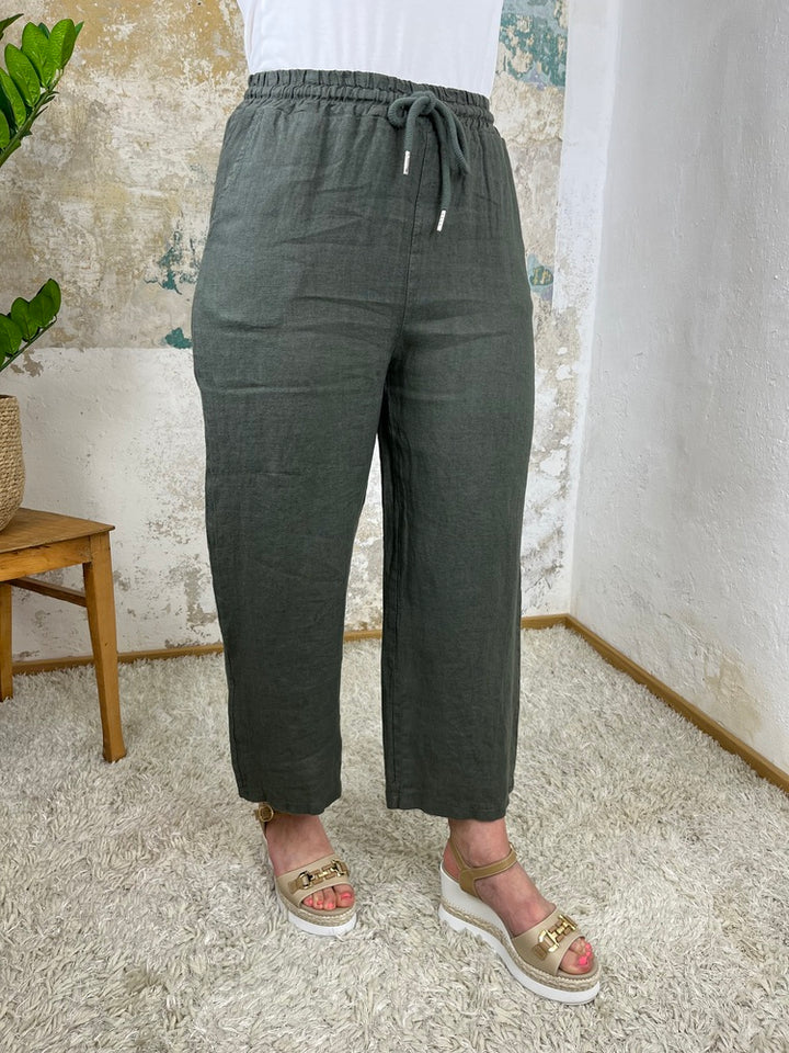 Leinen-Hose mit Tunnelzug
