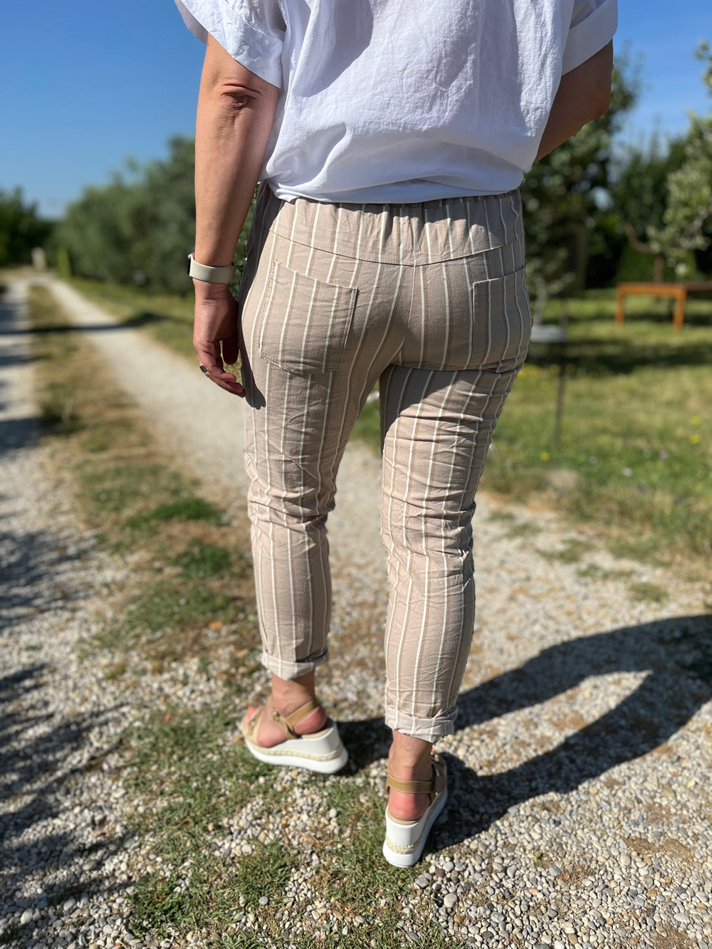 Schlupfhose im Streifenmuster