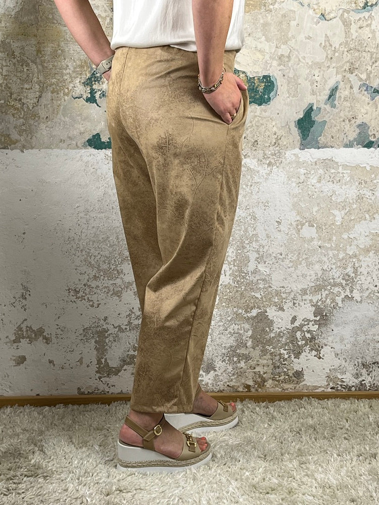 Hose Velourslederimitat, beige