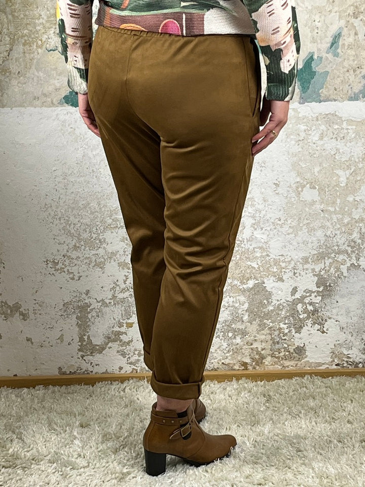 Hose aus Velourslederimitat, braun