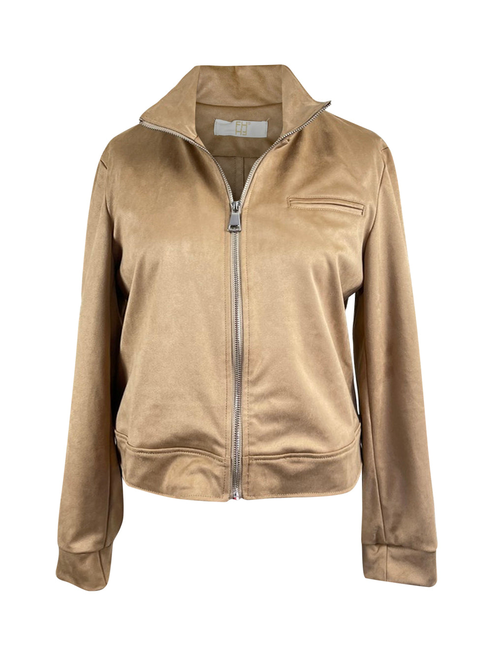 Velourslederimitatjacke mit Reißverschluss