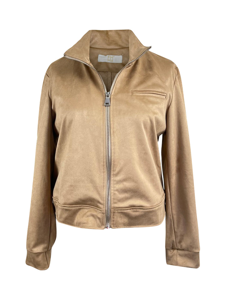 Velourslederimitatjacke mit Reißverschluss