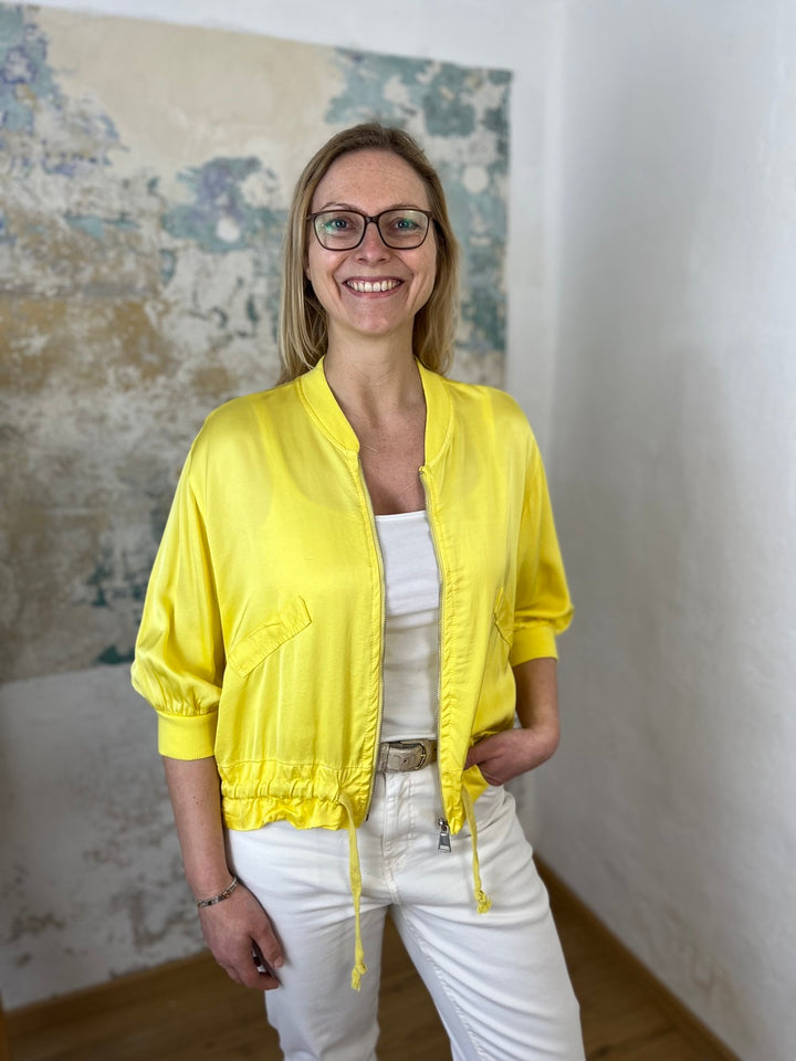 Satinjacke mit Reißverschluss, kurze Form