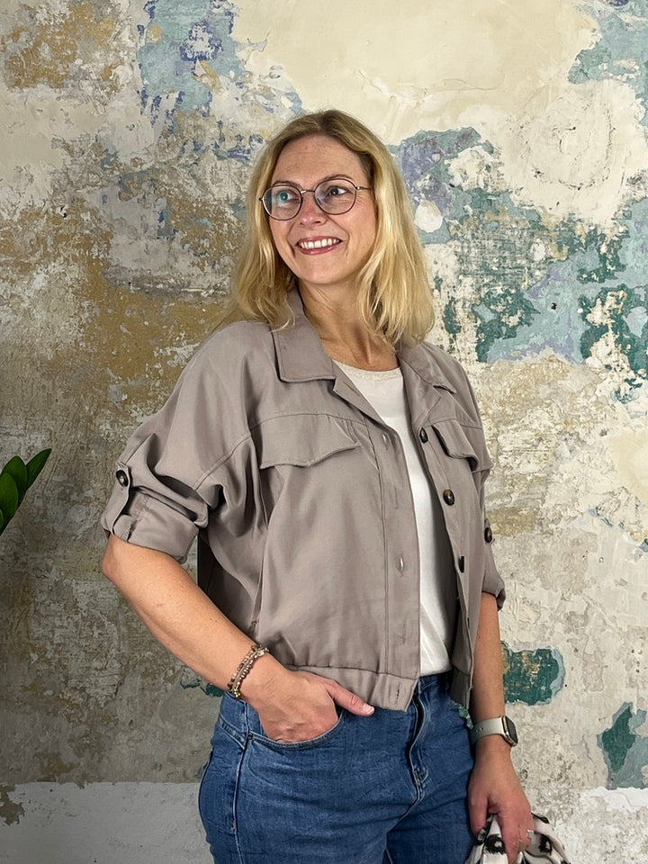 Blousonjacke kurze Form, taupe