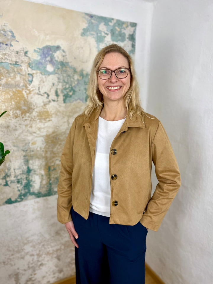 Velourslederimitatblazer, cognac