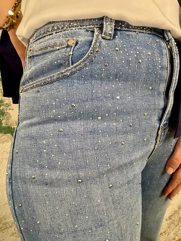 Jeans mit Glitzersteinen, blue denim