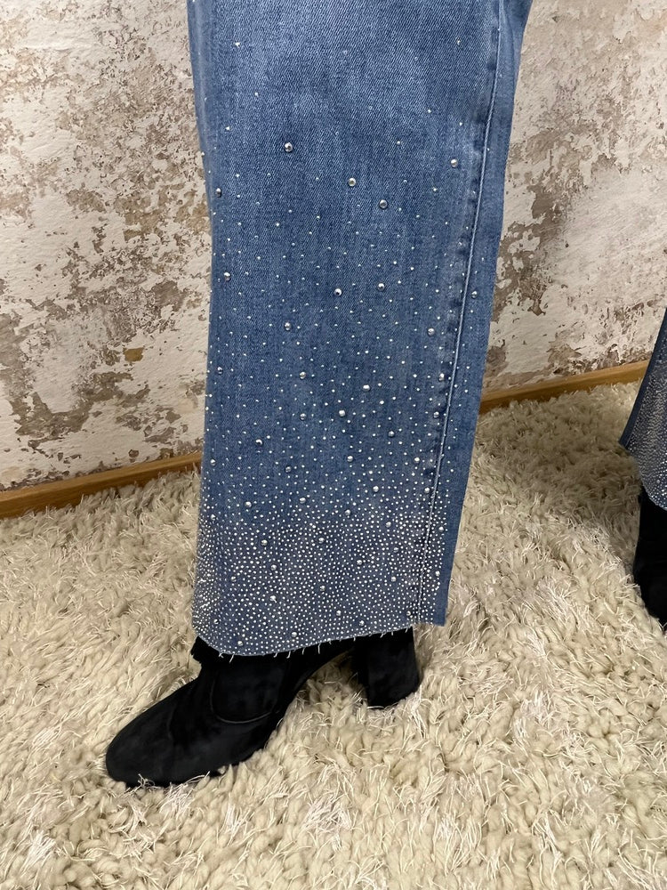 Jeans mit Glitzersteinen, blue denim