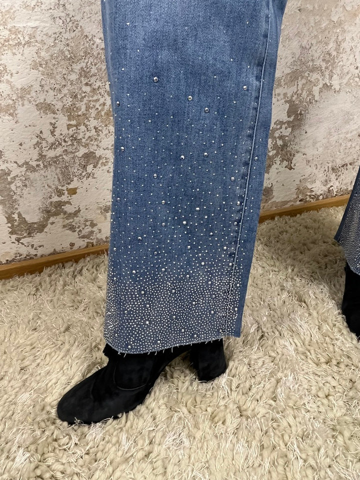 Jeans mit Glitzersteinen, blue denim