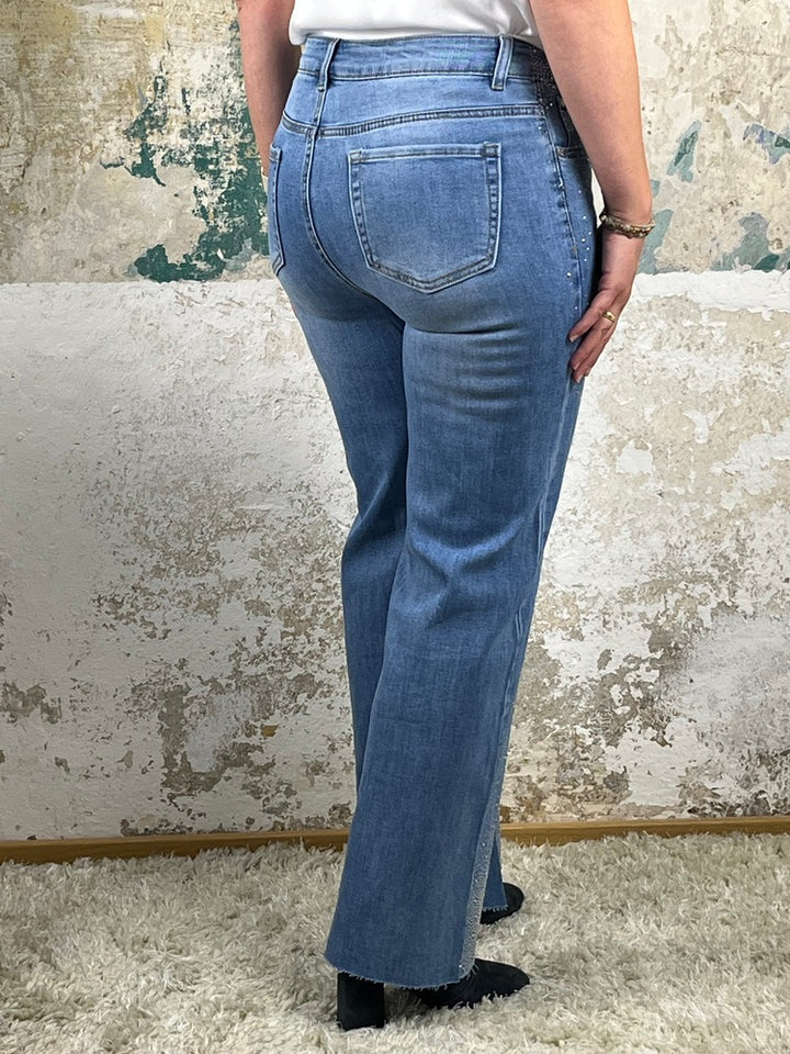 Jeans mit Glitzersteinen, blue denim