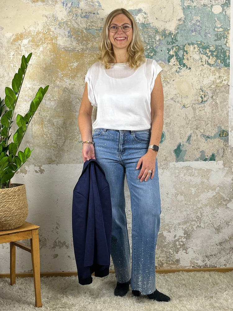 Jeans mit Glitzersteinen, blue denim