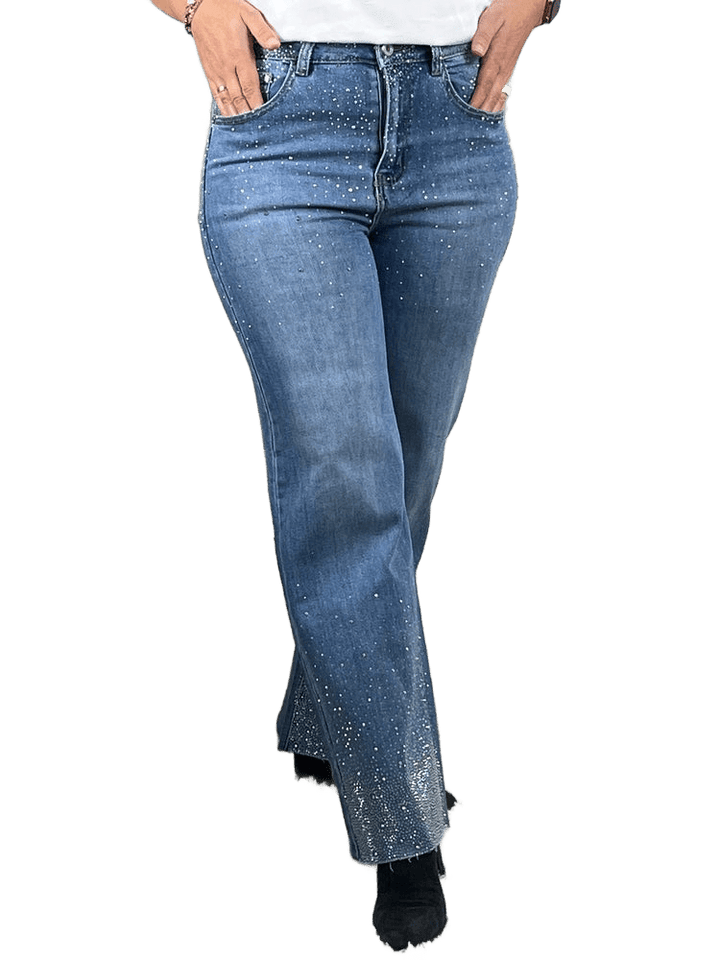 Jeans mit Glitzersteinen, blue denim