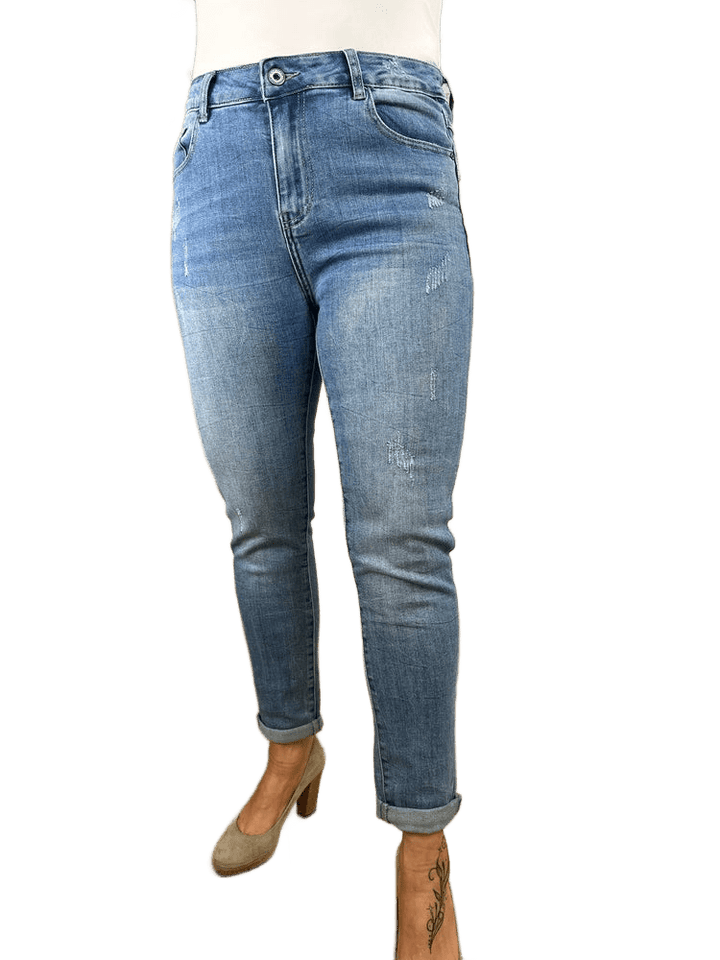 Jeans used-look, blue denim