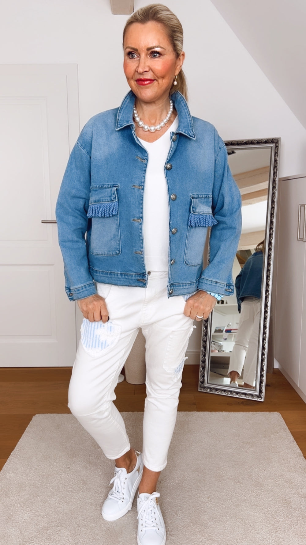 Jeansjacke Vintage mit Fransen, blue denim von Bella Vita - Mode & Lifestyle