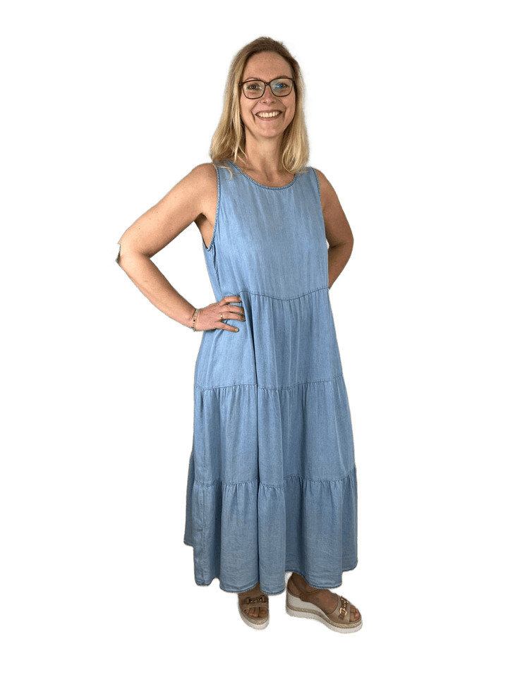 Jeanskleid ärmellos mit Rundhals