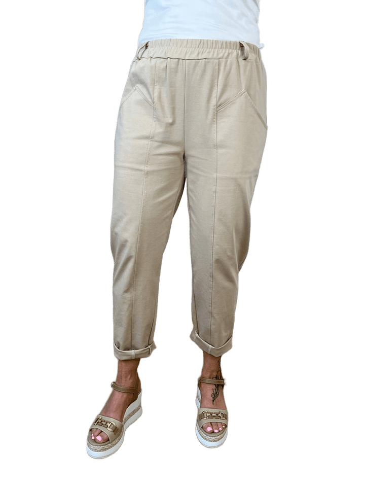 Jerseyhose mit Dehnbund und Einschubtaschen
