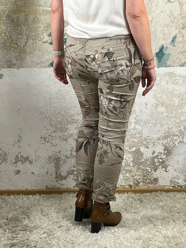 Jogpant mit floralem Print, taupe