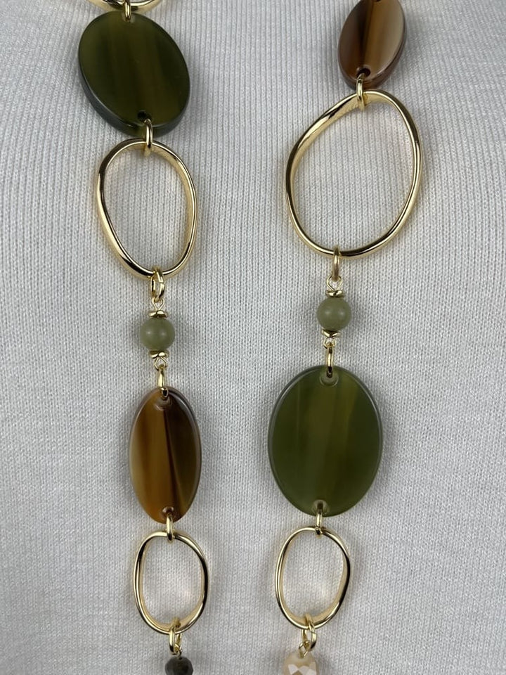 Gliederkette gold-khaki-braun