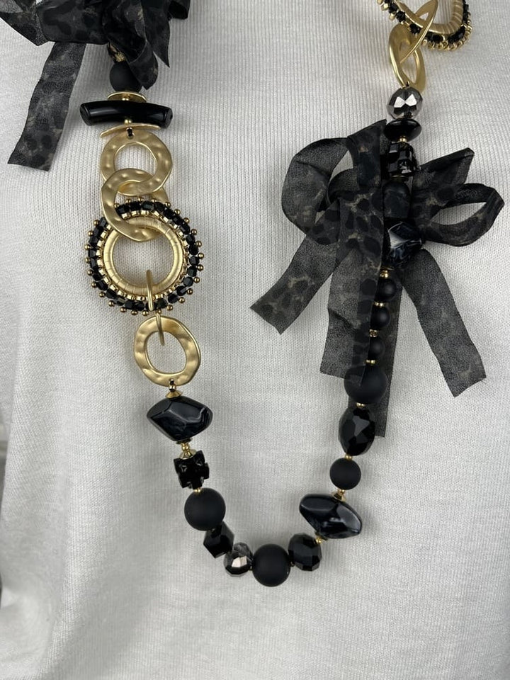 Kette Leo, grau-schwarz-gold