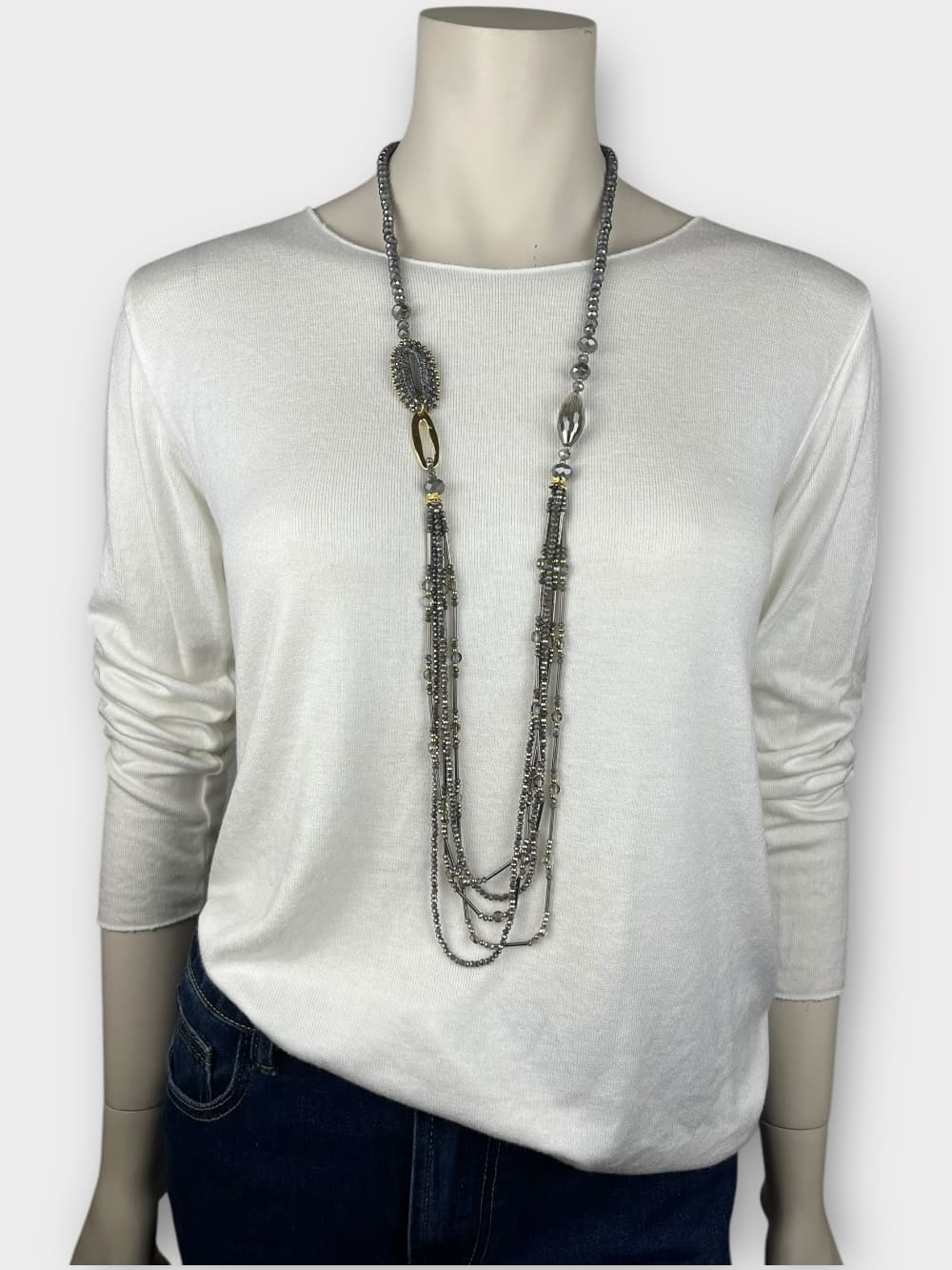 Steinchenkette mehrreihig, grau von Bella Vita - Mode & Lifestyle