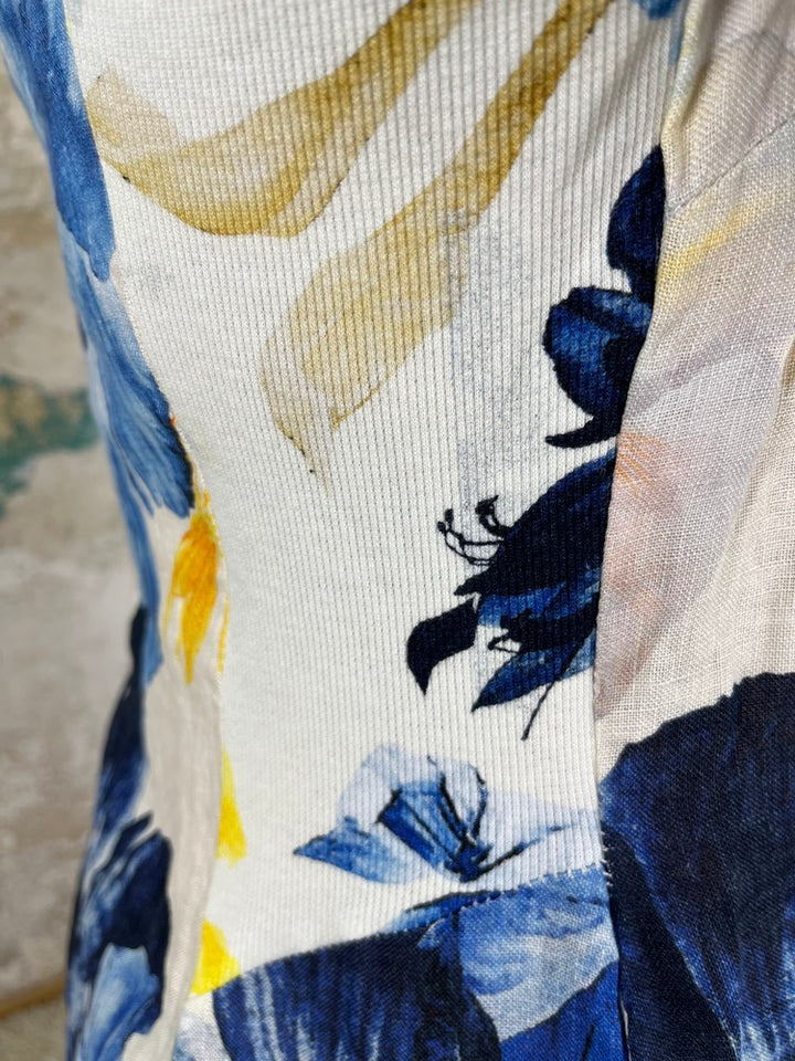 Leinen-Kleid mit floralem Druck