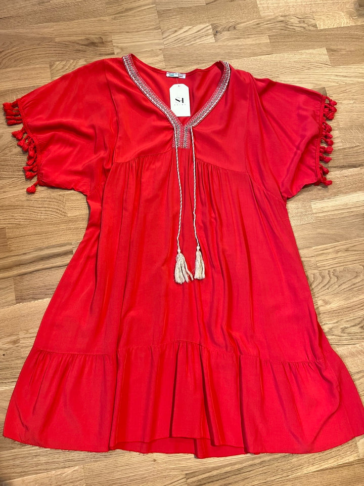 Kleid mit Zierbordüre und Zierkordel