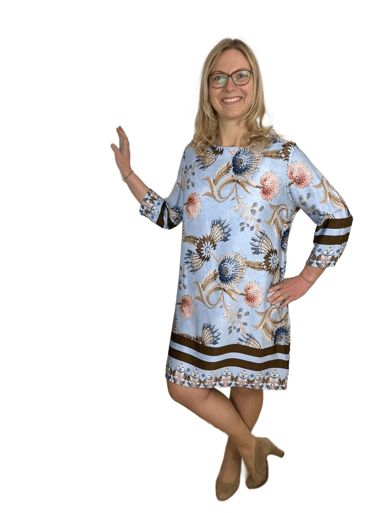 Kleid mit 3/4-Arm, floraler Alloverdruck