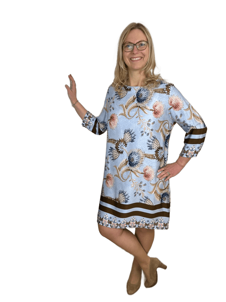 Kleid mit 3/4-Arm, floraler Alloverdruck