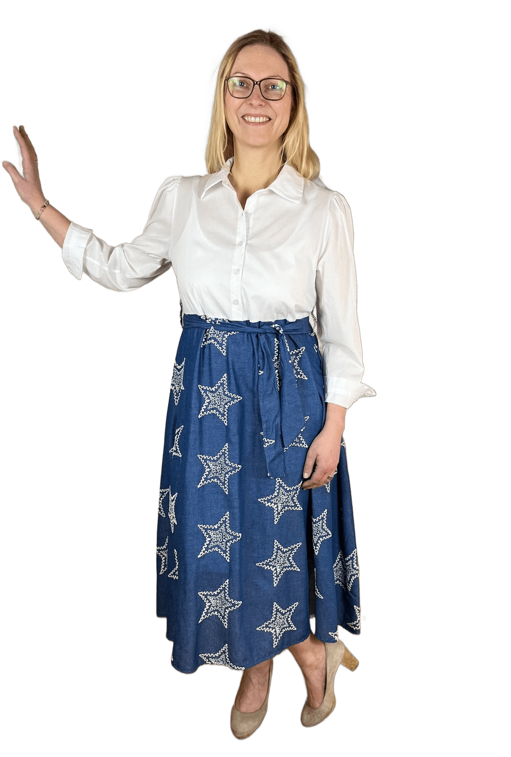 Kleid mit Sternenstickerei