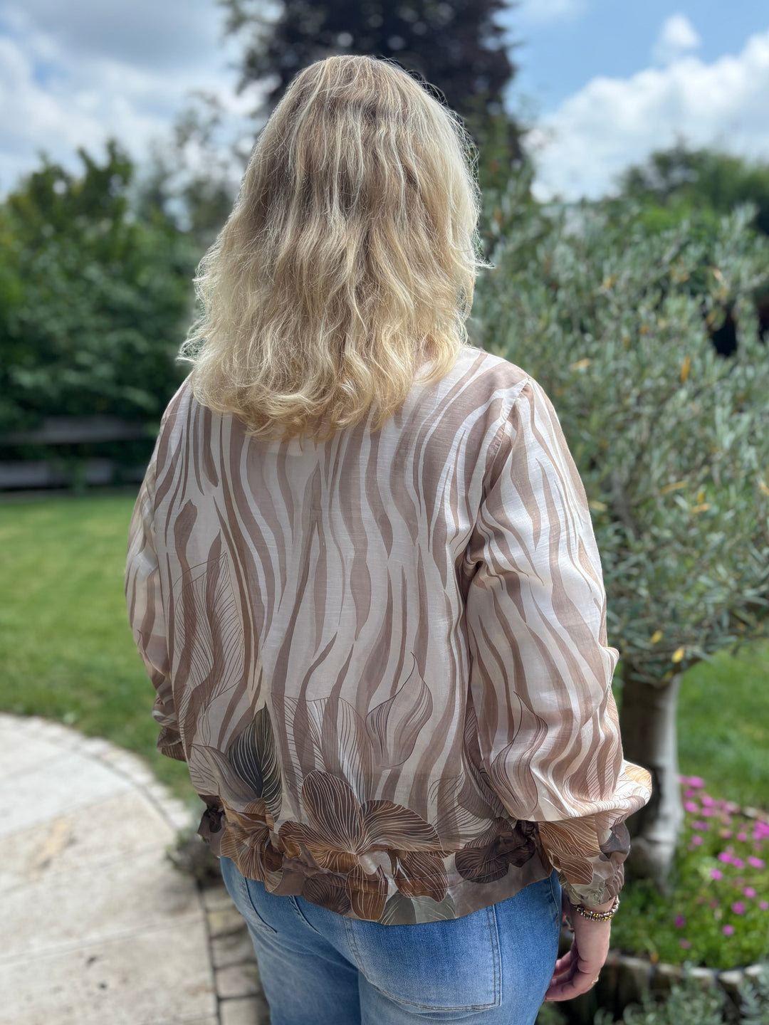leichter Blouson mit Alloverdruck, beige von Bella Vita - Mode &amp; Lifestyle