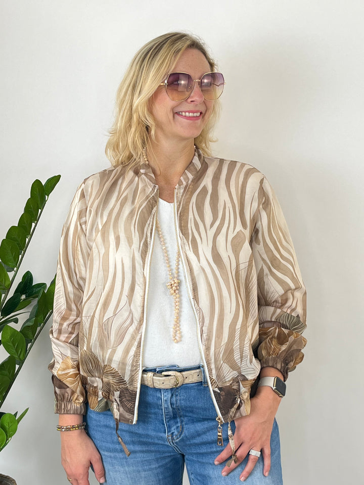 leichter Blouson mit Alloverdruck, beige von Bella Vita - Mode &amp; Lifestyle