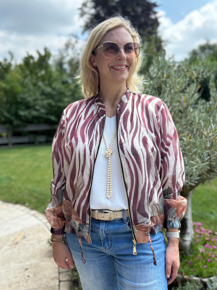 leichter Blouson mit Alloverdruck, bordeaux von Bella Vita - Mode &amp; Lifestyle