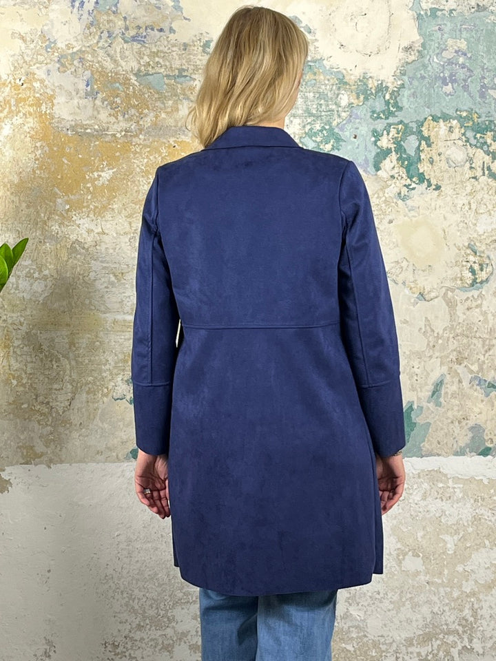 Longblazer in Velourslederimitat, marine