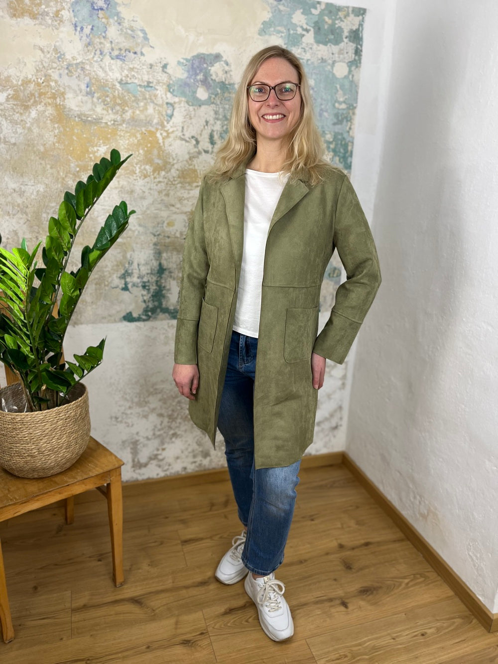 Longblazer in Velourslederimitat