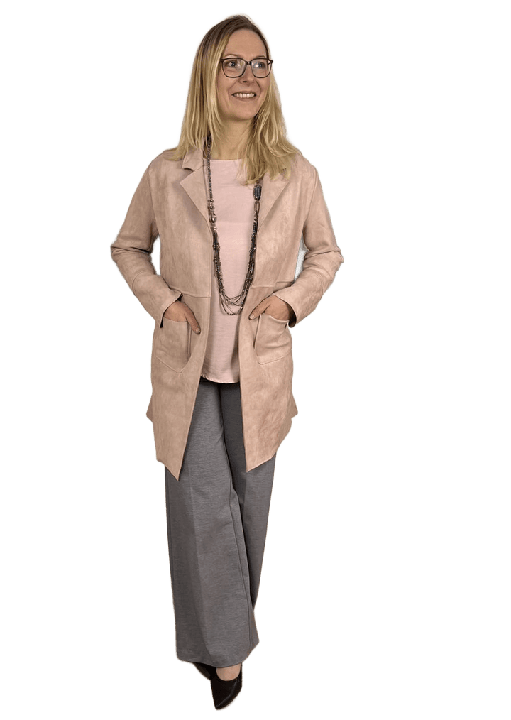 Longblazer in Velourslederimitat, rosa