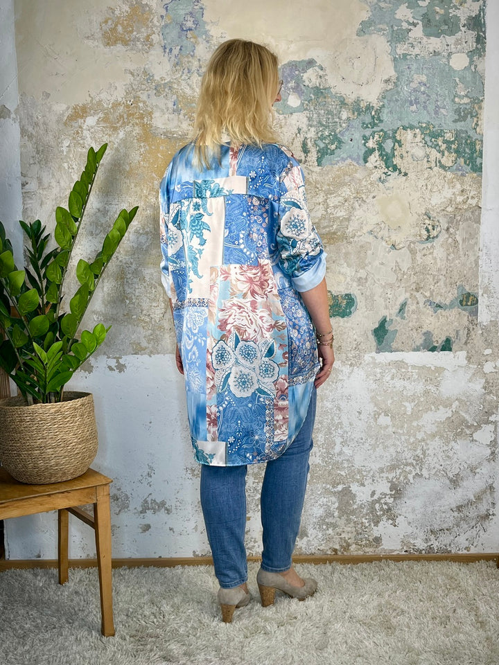 Druckbluse Longform, Alloverdruck