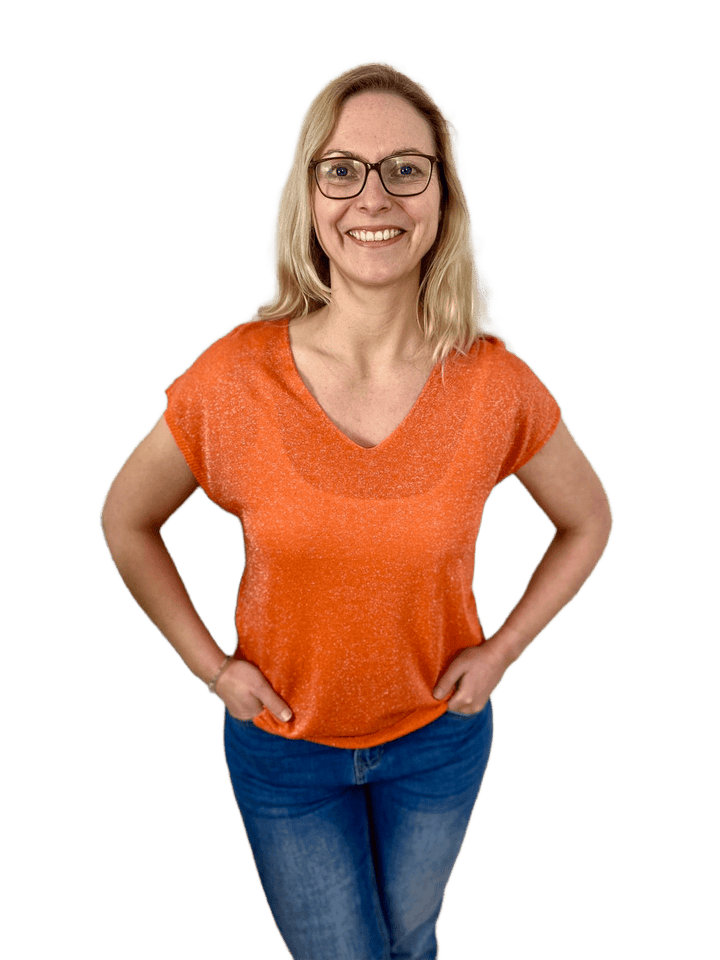 Lurex-Pullover, Kurzarm